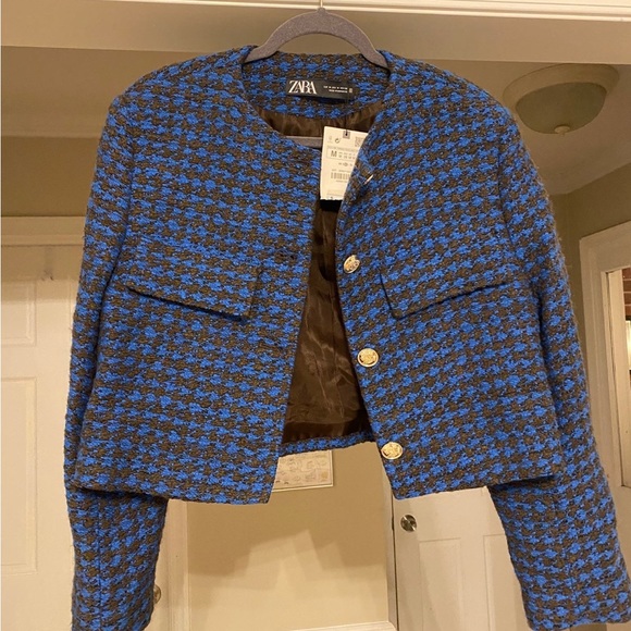 Zara textured houndstooth Blazer - Picture 2 of 11